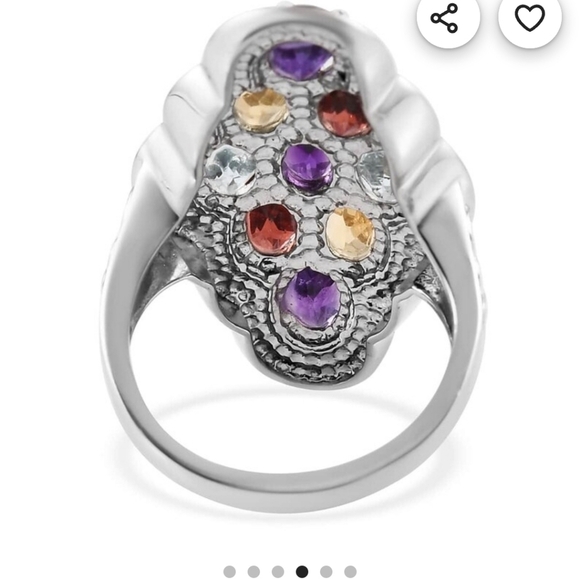 🆕️ Size 5 Multi Genuine Gemstone Cluster Ring In Stainless Steel - Picture 4 of 6